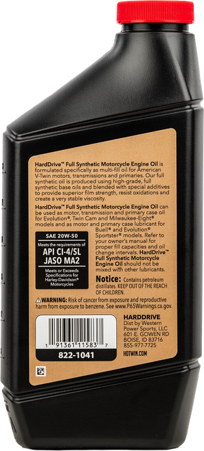 FULL SYN ENGINE OIL 20W50 1 QT (12/CASE  SOLD EA)