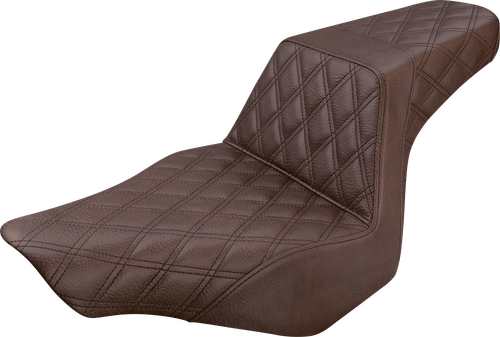 SADDLEMEN - 813-27-175BR - Step-Up Seat — Full Lattice Stitch - '13-'17 Harley-Davidson Breakout