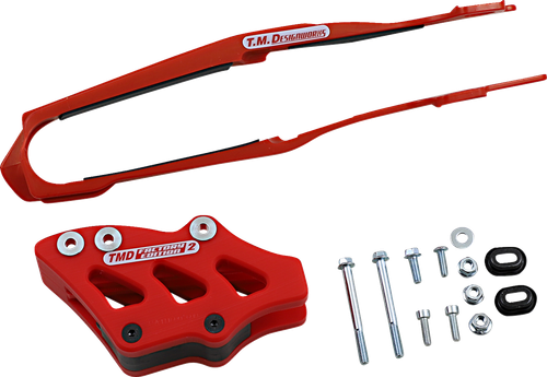 T.M. DESIGNWORKS - DCK-OR8-RD - Chain Guide and Slider Kit - '09-'13 Honda CRF450R, CRF250R