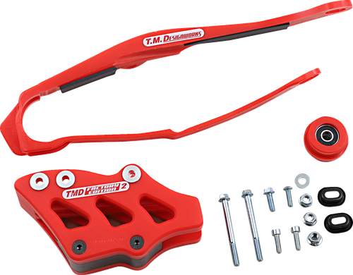 T.M. DESIGNWORKS - DCK-OR6-RD - Chain Guide and Slider Kit - '07-'16 Honda CRF450R, CRF450X