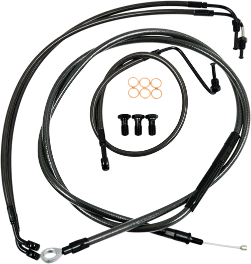 LA CHOPPERS - LA-8011KT-13M - Standard Midnight Braided Handlebar Cable/Brake Line Kit — Ape Hanger - '14-'16 Harley-Davidson Road King