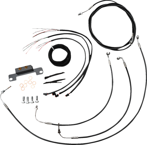 LA CHOPPERS - LA-8056KT2-08B - Complete Black Vinyl Braided Handlebar Cable/Brake Line Kit - '21-'22 Harley-Davidson Electra Glide Police  FLHTPI