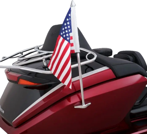 SHOW CHROME - 52-974 - Flag Pole With US Flag - '21-'23 Honda Gold Wing Tour Airbag Automatic, Gold Wing Tour Automatic, Gold Wing Automatic