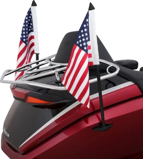 SHOW CHROME - 52-974BK - Flag Pole With US Flag - '21-'23 Honda Gold Wing Tour Airbag Automatic, Gold Wing Tour Automatic, Gold Wing Automatic