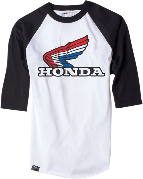 Factory Effex - 17-87336 - Vintage Honda Baseball T-Shirt - White/Black - XL