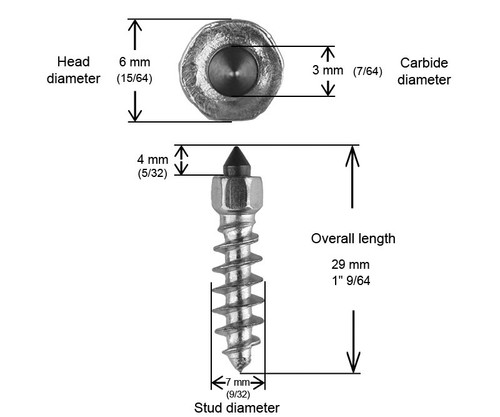 1"-25MM STANDARD SCREW STUDS QTY 200