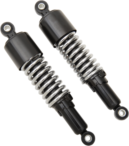 EMGO - 17-05701 - Custom Shorty Shocks with Shroud - Black Body/Chrome Spring Finish - Eye Lowering
