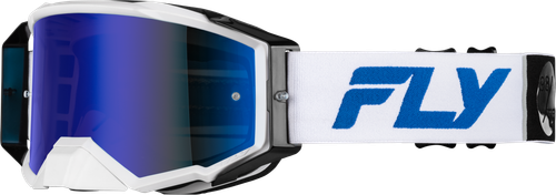 ZONE PRO GOGGLE WHITE/BLUE W/ DARK BLUE MIRROR/SMOKE LENS