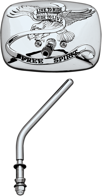 EMGO - 20-31703A - Mirror - "Live to Ride" - Side View - Rectangle - Chrome - Left
