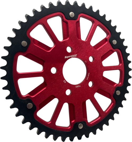 STEALTH 51T REAR SPROCKET RED ALUM CAR  BLK STEEL TEETH