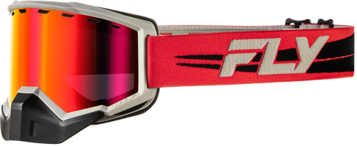 FOCUS SNOW GOGGLE RED/BLK W/RED MIRROR/ROSE LENS