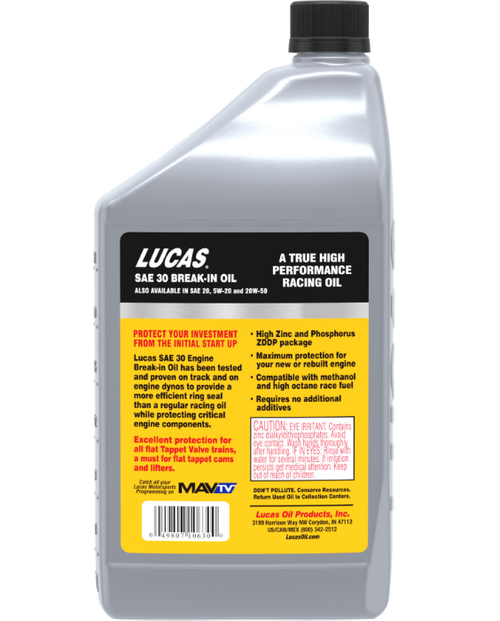 BREAK IN OIL SAE 30 1 QT 6/CASE
