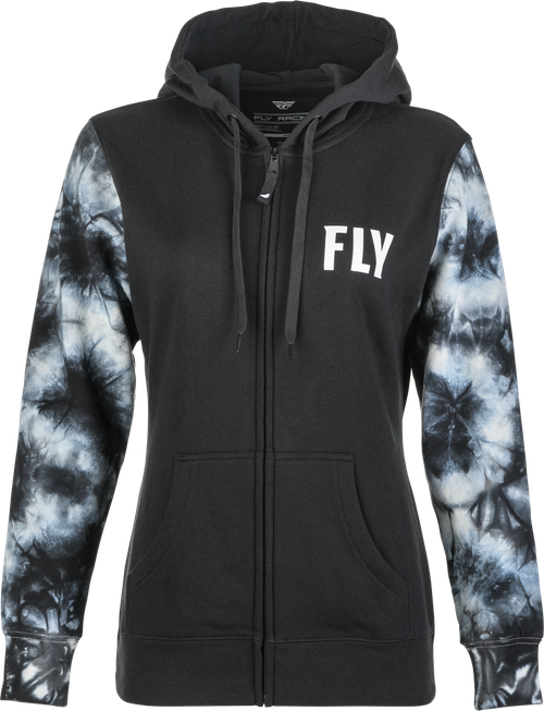 WOMEN'S FLY TIE-DYE ZIP UP HOODIE BLACK/GREY