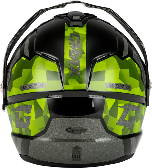 MD-74 STRIKER MODULAR HELMET W GLD SHLD BLK/SLVR/GRN MTLC