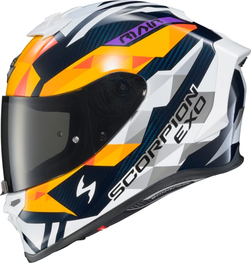EXO-R1 AIR FULL FACE HELMET CARBON RASTOR OR/WHT/BLUE