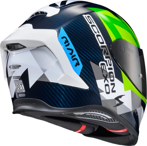 EXO-R1 AIR FULL FACE HELMET CARBON RASTOR WHT/GRN/BLUE