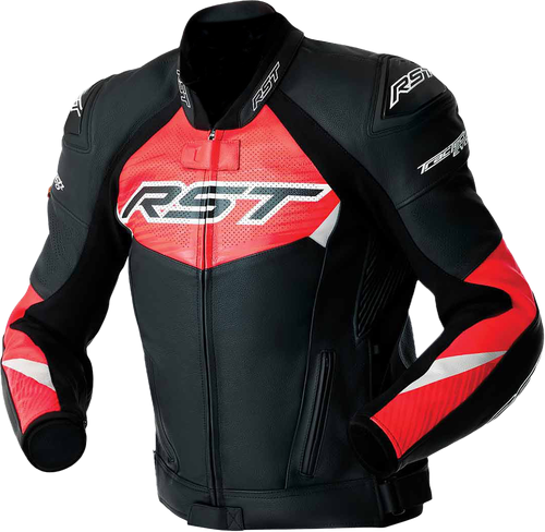 TRACTECH EVO D3O JACKET BLK/FLO RED LEATHER