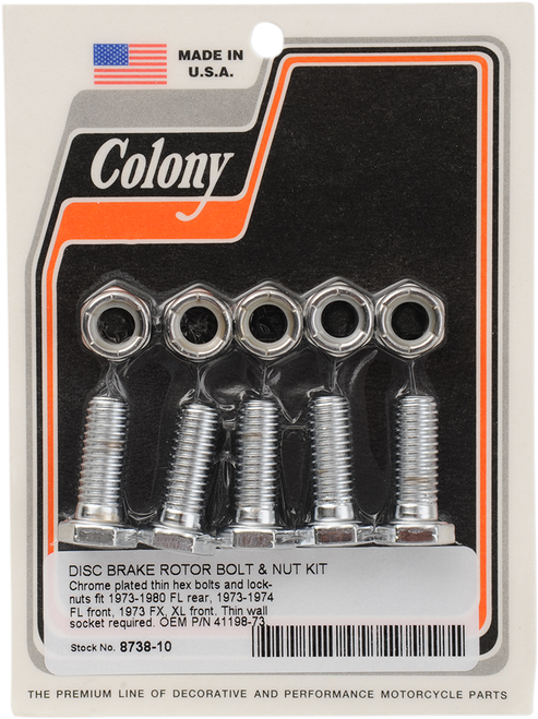 COLONY - 8738-10 - Mounting Hardware Kit with Nuts - Brake Rotor - Hex - 1"