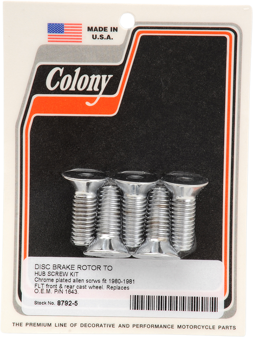 COLONY - 8792-5 - Mounting Hardware Kit without Nuts - Brake Rotor - Socket-Head/Countersunk - 1-1/4"