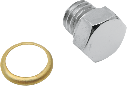 COLONY - 8494-1 - Drain Plug - Transmission/Motor Case/Oil Tank with Brass Gasket - Standard - Chrome