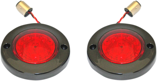 CUSTOM DYNAMICS - PB-FB-R-1156BR - LED Flat Turn Signals - 1156 - Black - Red Lens