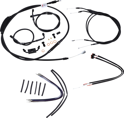 BURLY BRAND - B30-1123 - Complete Black Vinyl Handlebar Cable/Line Kit for Ape Hangers - 16" - ABS - '12-'17 Dyna
