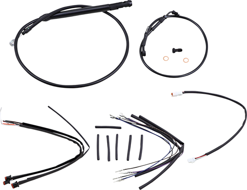 BURLY BRAND - B30-1254 - Complete Black Vinyl Handlebar Cable/Line Kit for Ape Hangers - 12" - '18-'24 Softail