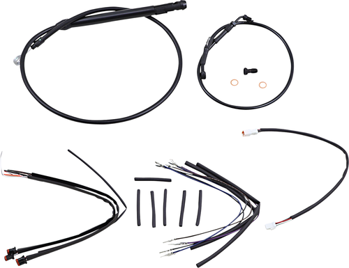 BURLY BRAND - B30-1254 - Complete Black Vinyl Handlebar Cable/Line Kit for Ape Hangers - 12" - '18-'24 Softail