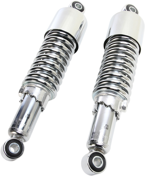 EMGO - 17-05693 - Custom Shorty Shocks with Shroud - Chrome Body/Chrome Spring Finish - Eye Lowering