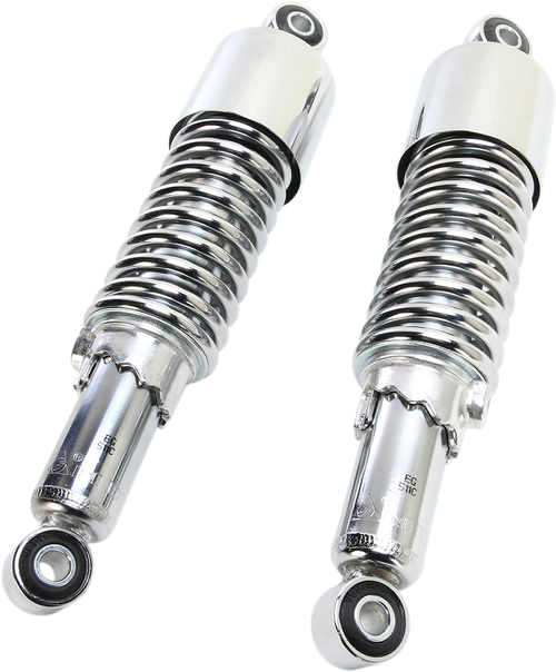 EMGO - 17-05693 - Custom Shorty Shocks with Shroud - Chrome Body/Chrome Spring Finish - Eye Lowering