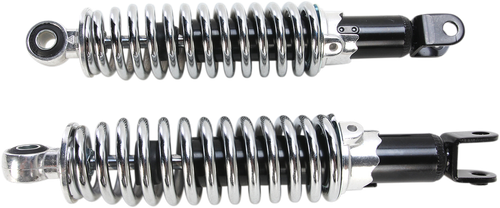 EMGO - 17-05697 - Custom Shorty Shocks with Shroud - Black Body/Chrome Spring Finish - Clevis Lowering