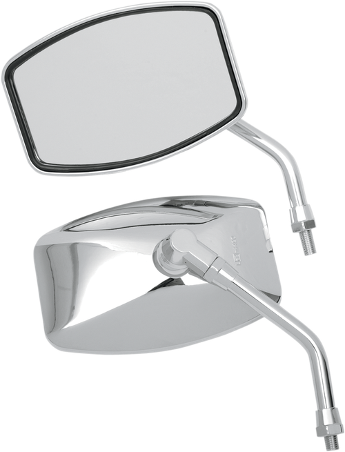 EMGO - 20-42460 - Mirror - "Big One"/Cruiser - Side View - Rectangle - M10 x 1.25 - Chrome - Pair
