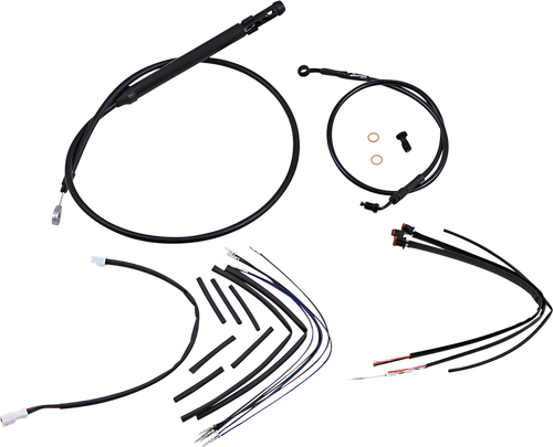 BURLY BRAND - B30-1256 - Complete Black Vinyl Handlebar Cable/Line Kit for Ape Hangers - 16" - '18-'24 Softail