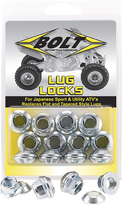 BOLT - 2005-LUG.S - Flange Lug Nut - Locking - Silver - 8-Pack
