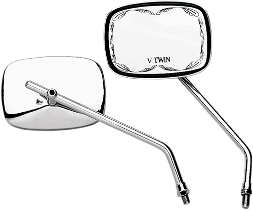 EMGO - 20-21750 - Mirror - Die-Cast - V-Twin Scrolled - Side View - Rectangle - M10 x 1.25 - Chrome - Left