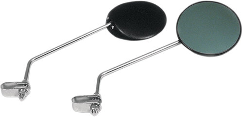 EMGO - 20-64510 - Mirrors - Side View - Round - 9" Stem - Black Head/Chrome Stem/Tinted Glass - Pair - Universal