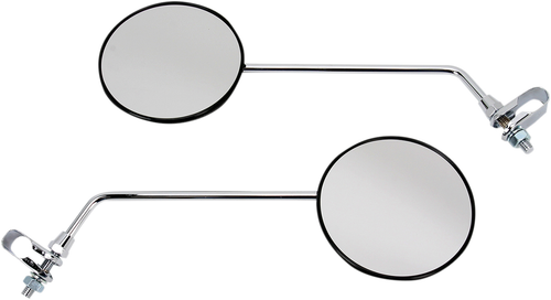 EMGO - 20-64510 - Mirrors - Side View - Round - 9" Stem - Black Head/Chrome Stem/Tinted Glass - Pair - Universal