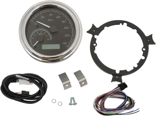 DAKOTA DIGITAL - MVX-2004-KG-C - MVX Fatbob Analog/Digital Gauge System - Black/Gray/Chrome