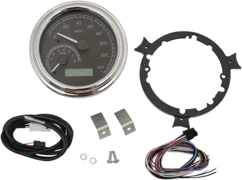 DAKOTA DIGITAL - MVX-2004-KG-C - MVX Fatbob Analog/Digital Gauge System - Black/Gray/Chrome