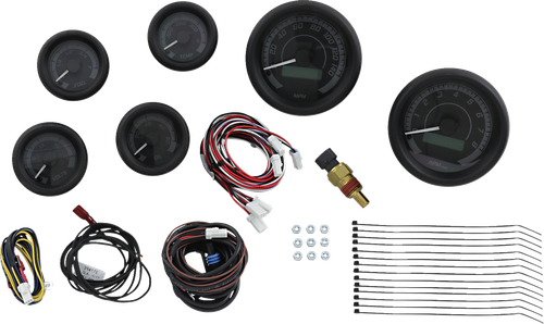 DAKOTA DIGITAL - MVX-8604-KG-K - MVX-8K Series Analog/Digital 6-Gauge Kit - Black Bezel - Black Face with Gray Background