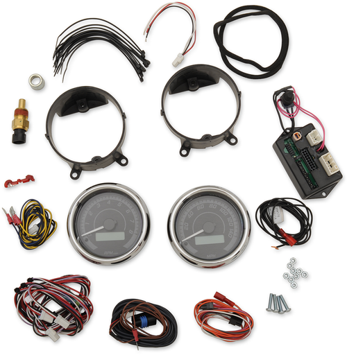 DAKOTA DIGITAL - MVX-8200-KG-C - MVX-8K Series Analog/Digital 2-Gauge Kit - Chrome Bezel - Black Face with Gray Background