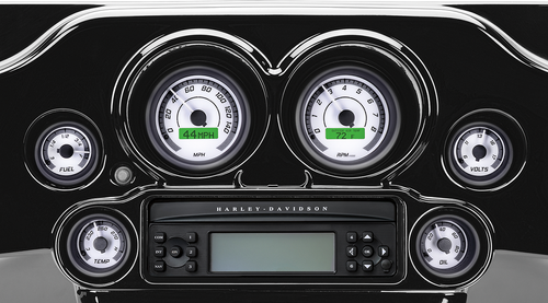 DAKOTA DIGITAL - MVX-8600-WG-K - MVX-8K Series Analog/Digital 6-Gauge Kit - Black Bezel - White Face with Gray Background