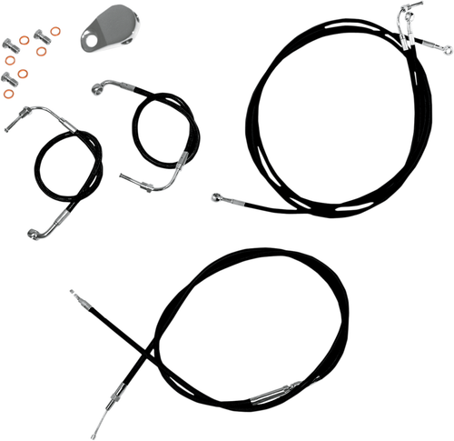 LA CHOPPERS - LA-8050KT-13B - Handlebar Cable/Brake Line Kit - 12" - 14" Ape Hanger Handlebars - Black Vinyl