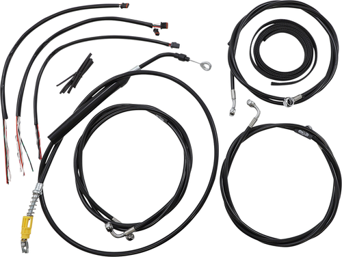 LA CHOPPERS - LA-8058KT2-16B - Handlebar Cable/Brake Line Kit - Complete - 15" - 17" Ape Hanger Handlebars - Black Vinyl