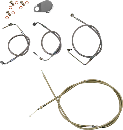 LA CHOPPERS - LA-8155KT-13 - Handlebar Cable/Brake Line Kit - Quick Connect - 12" - 14" Ape Hanger Handlebars - Stainless Steel