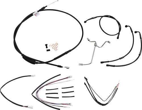 BURLY BRAND - B30-1171 - Complete Black Vinyl Handlebar Cable/Line Kit for Ape Hangers - 16" - '14-'16 FLHR