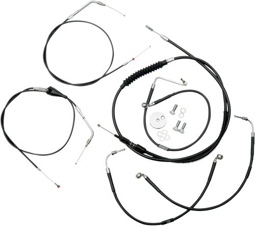 LA CHOPPERS - LA-8006KT-13B - Handlebar Cable/Brake Line Kit - 12" - 14" Ape Hanger Handlebars - Black Vinyl