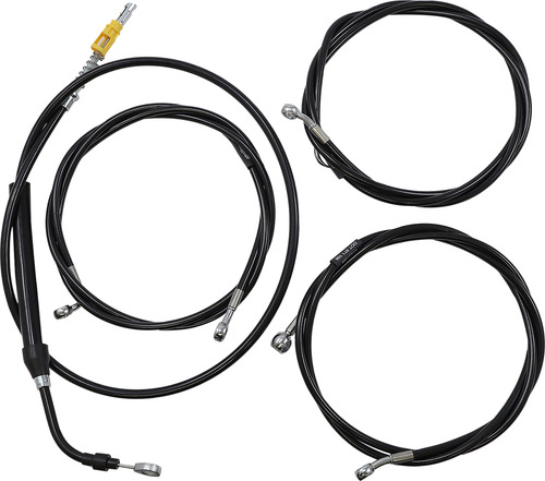 LA CHOPPERS - LA-8058KT2-13B - Handlebar Cable/Brake Line Kit - Complete - 12" - 14" Ape Hanger Handlebars - Black Vinyl