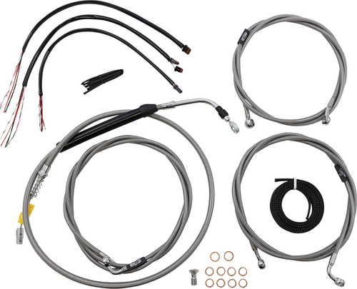 LA CHOPPERS - LA-8058KT2-13 - Handlebar Cable/Brake Line Kit - Complete - 12" - 14" Ape Hanger Handlebars - Stainless