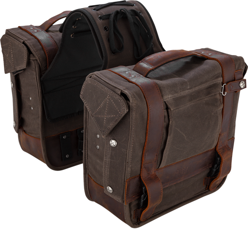 BURLY BRAND - B15-1002D - Throw-Over Saddlebag - Dark Oak